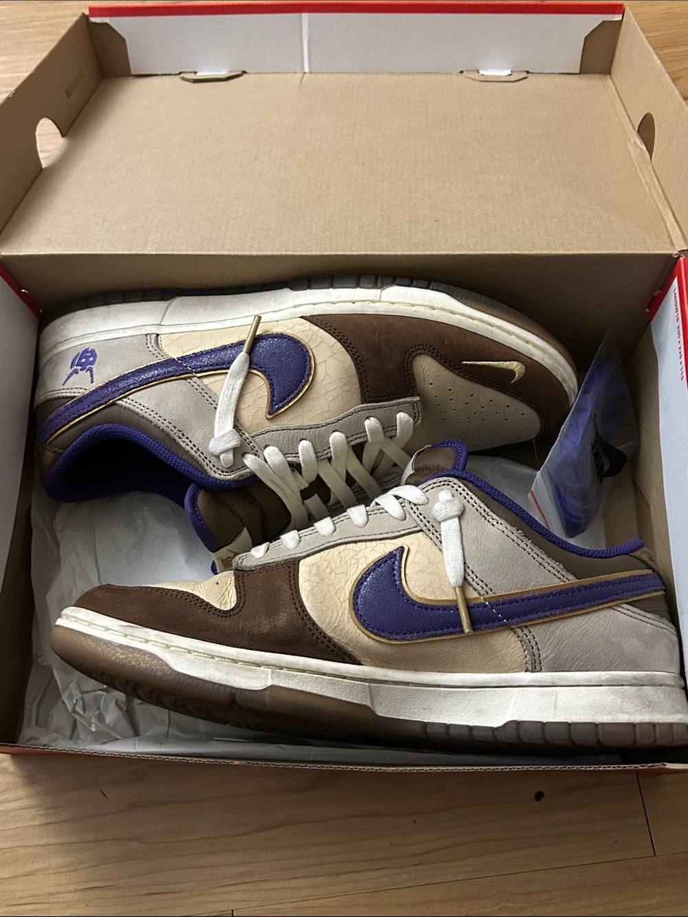 Nike Dunk Low PRM white onyx court purple khaki - men’s 9.5/womens 11 sneakers - Picture 10 of 11